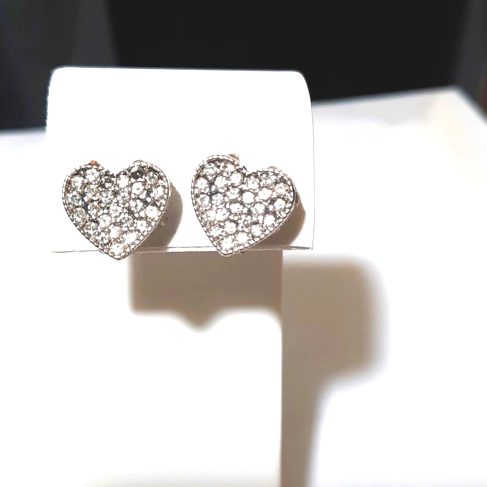 Swarovski Crystal Heart Stud Earrings NWOT